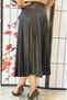 Women's Plus Size Pleated Black Leather Skirt with Elastic Waist - 4