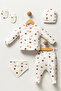 100% Cotton Organic Coconut Printed Newborn Hospital Discharge Set, 5 Pieces