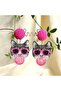 Funny Cute Bubble-Blowing Cat Earrings – Creative Kitty with Glasses, Acrylic Drop Dangle Earrings - 4