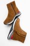 Women's High Sole Half Ankle Sneaker Boots Zy 1423 Suede Taba - 4