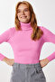 Women's Light Pink High-Rise Ribbed Lycra Sweater DD01007