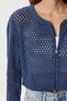 Women's Indigo Blue Openwork Seasonal Knitwear Cardigan An00264 - 5