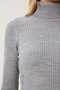 Women's Light Gray High-Rise Ribbed Lycra Sweater DD01007 - 6