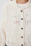 Women's Beige Contrast Stripe Knitwear Cardigan Mx00267 - 4