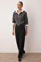 Siyah Palazzo/Extra Geniş Paça Dokuma Kumaş Pantolon TWOSS23PL00062 - 2