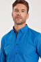 Navy Blue Men's Oxford Shirt - Slim Fit, Long Sleeve, Buttoned Collar - 2