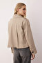 Bej Kruvaze Oversize Kısa Trençkot TWOAW26TR00020 - 4