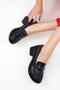 Black Women's Loafer Shoes 21098 - 7