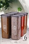 6-Piece Jumbo Size Labeled Square Food Storage Container Set 1750 ml - Hard Lid Organizer Jar - 5