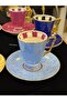 Colorful Coffee Cup Set for 6 People with Footed Dots, 90 ml - 8