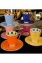 Colorful Coffee Cup Set for 6 People with Footed Dots, 90 ml