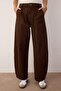 Kahverengi Barrel Kalıp %100 Pamuk Gabardin Pantolon TWOAW26PL00084 - 5