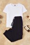 Lacivert Pamuklu Oversize Erkek Çocuk T-Shirt Pantolon Okul Örme Alt - Üst Takım TKDAW26AU00027 - 2