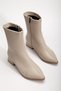 Beige Women's Short Heeled Boots - 3