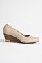 Women's Genuine Leather Honeycomb Printed Wedge Heeled Shoes - Beige - 3