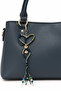 Heart Shaped Macrame Charm – Elegant Accessory with Navy Blue, Cream and Silver Plated Heart and Clover Detail