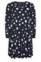 Women's Plus Size Navy Blue, Polka Dot Pattern, Front Pleat Detail, Long Sleeve Viscose Dress 65N39002 - 6