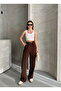 Women's Brown Pleated Wide-Leg High-Waist Palazzo Pants - 3