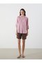 Women's Shirt with Peep Collar and Floral Embroidery - 2