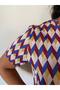 Patterned Short-Sleeved Plus Size Blouse - 3