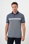 Men's Navy Blue Trend Striped Polo Neck Dynamic Fit T-Shirt