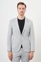 Men's Gray Polyviscon Trend Striped Pattern Slim Fit Mono Collar Suit - 2