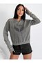 Stone Detailed Washed Cotton Knitted Sweatshirt Anthracite