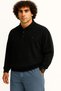 Men's Large Size, Suitable for 122 kg - 158 Kg, Wide Fit, Polo Collar, Thessaloniki Sweatshirt, Black