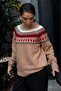 Mink Color Crew Neck Patterned Women's Knitwear Sweater Mg2502 - 5