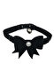 Velvet Bell Ribbon Cat Collar Black - 2