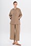 Hooded Loose Modal Double Suit Kamel 9294-Tk - 2