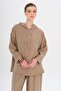 Hooded Loose Modal Double Suit Kamel 9294-Tk - 5