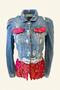 Women's Indian Inspired Skirt Pink Fabric Denim Jacket Heepkdc - 2