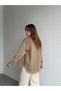 Women's Gabardine Fabric Pocket Detailed Cream Shirt - 5