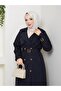 Double-Breasted Collared Belted Full-Length Modest Trench Coat RC1403056 - 3