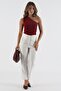 White High Waist Women's Fabric Trousers Sh192 - 4