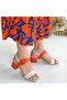Beige Orange Women's Heeled Sandals - 4