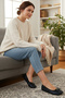 Fancy Interlock House with Bag,Hac, Umrah, Gift, Daily Ballet Flats, Furry Ballerinas, Booties, Show Float Flats - 3