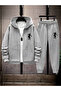 Basketball Silhouette Printed Tracksuit Set – Hooded Zip-Up Sweatshirt Jacket & Jogger Pants