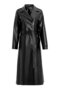 Low Sleeve Zipper Closure Oversize Leather Trench Coat Black 6759 - 2