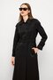 Water Repellent Long Trench Coat with Grosgrain Detail Black 6778 - 3