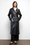 Low Sleeve Zipper Closure Oversize Leather Trench Coat Black 6759 - 4