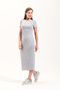 725400_Women's Crew Neck, Short Sleeve, Long, Plain Solid, Lycra Knitted Dress - 2