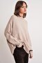 6913 Women's Loose Soft Textured Oversize Knit Sweater Beige - 3