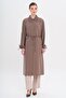 Unlined Modal Cap with Beaded Collar and Drawstring Detail Brown 6751