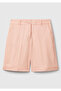 Women's Pink Cotton Blend Front Buttoned Regular Fit Bermuda Shorts - 2