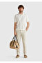 Men's cream linen blended contrasting buttoned regular fit polo collar sweater - 5