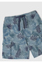 Boy's Airman Blue All Patterned Bermuda Shorts with Drawstring Cover Pocket Detail - 2