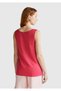 Women's Fuchsia 100% Linen Regular Fit Round Neck Undershirt with Side Slits - 3