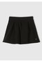 Girl's Black Logo Label Pleated Waistband Skirt